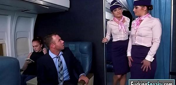  Sexy flight attendant fucks a passenger